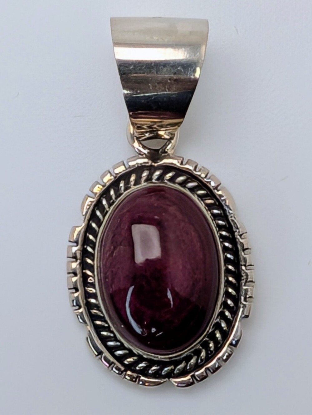 Purple Spiny Oyster Oval Pendant S925 Sterling Silver